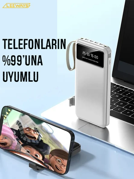 10000 mAh Göstergeli Kendinden USB'li Powerbank Taşınabilir Şarj Cihazı - 4