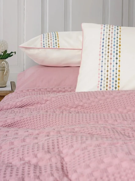 Cotton Box Aura Çift Kişilik Pike Takımı Pebble Pembe - 3