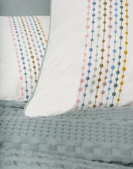 Cotton Box Aura Çift Kişilik Pike Takımı Pebble Mint - 5