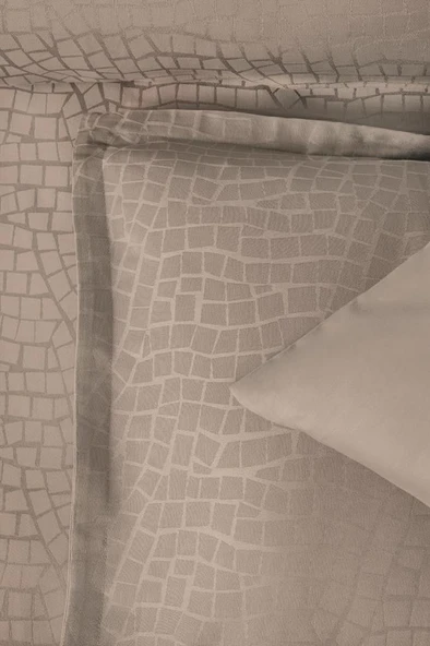 Altınbaşak Jakarlı Saten Çift Kişilik Nevresim Takımı Adelya Marble - Resim 5