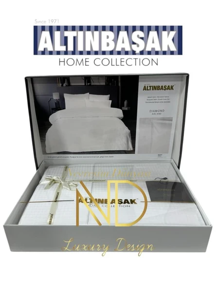 Altınbaşak Jakarlı Saten Çift Kişilik Nevresim Takımı Dıamond Arcane