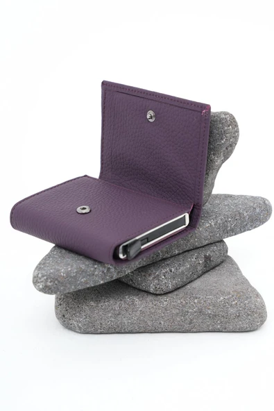 Mekanizmalı Deri Cüzdan Mor 113570 - 2