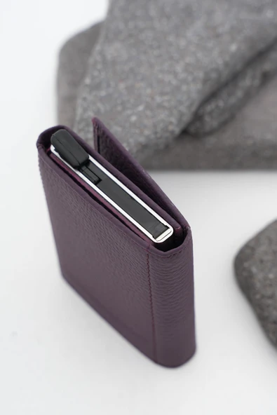 Mekanizmalı Deri Cüzdan Mor 113570 - 5