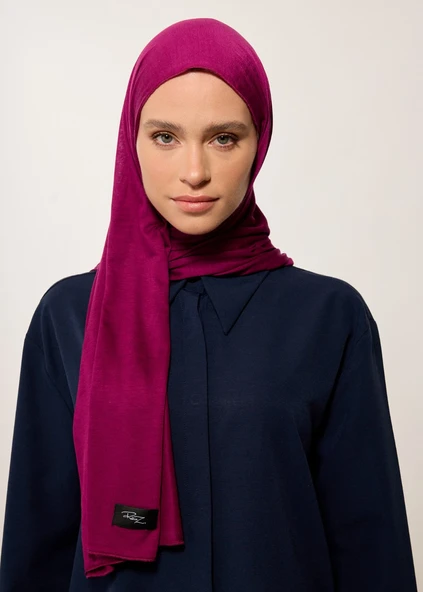 Tesettür Şal - Koyu Vişne Penye - 5