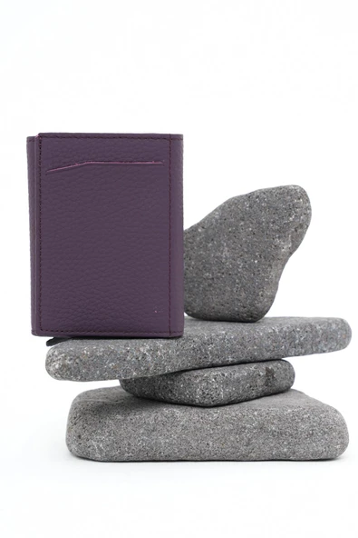 Mekanizmalı Deri Cüzdan Mor 113570