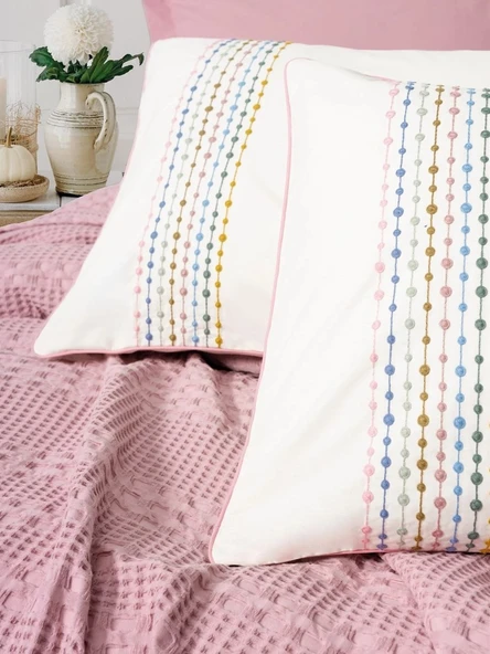 Cotton Box Aura Çift Kişilik Pike Takımı Pebble Pembe - 4