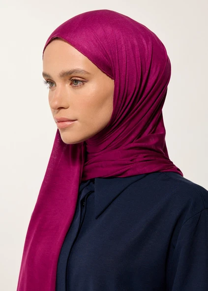Tesettür Şal - Koyu Vişne Penye - 3