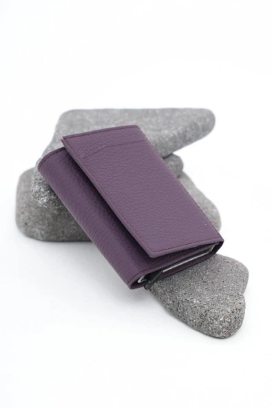 Mekanizmalı Deri Cüzdan Mor 113570 - 4