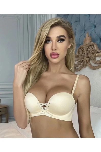 UMT Underwear Dolgulu El Destekli Lazer Kesim Göğüs Dekoltesi İpli Ayarlanabilen Double Push Up Sütyen - 1