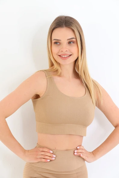 by İGP Kalın Askılı Pedsiz Fitilli Büstiyer Crop Fit Form Angel 5704