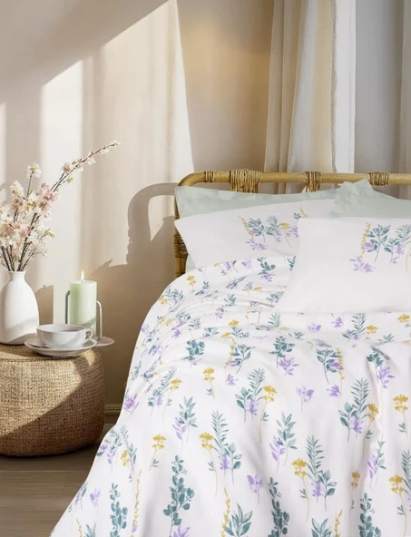 Cotton Box Estiva Çift Kişilik Pike Takımı Twig Mint - 4