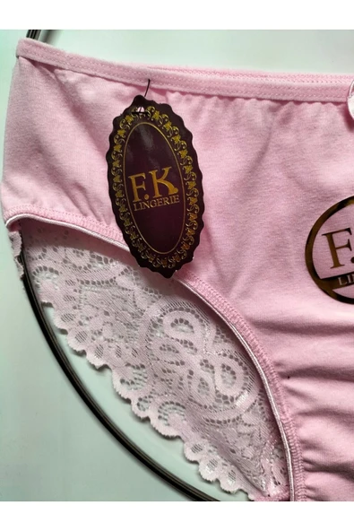F.K 2 Adet Pamuklu Arkası Dantelli Yüksek Bel Ithal Külot