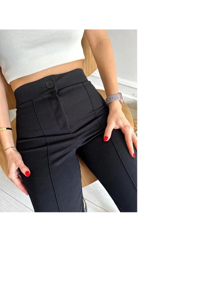 Love Fuchsia Underwear Krep Kumaş Likralı Ön Çimalı Rahat Kalıp Kaliteli Günlük Pantolon