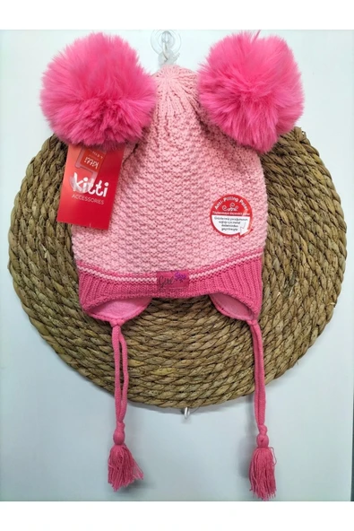 Kitti Kız Çocuk Polar Astarlı Metal Dedektörden Geçirilmiş Sağlıklı Bere 4-8 Yaş