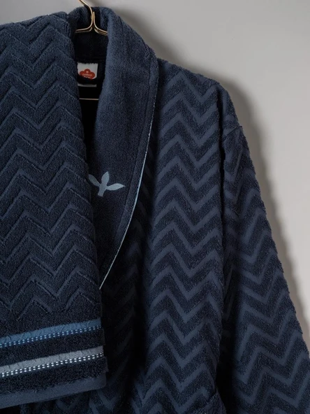 Cotton Box Masculine Aile Bornoz Seti Abel Kırmızı-Lacivert - 4