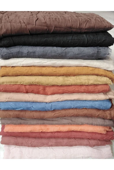 poloist Bambu Kraşlı Ütü Gerektirmeyen Krinkıl Şal Bambu Şal - 4