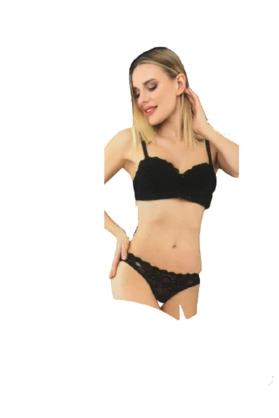 Venüs Desteksiz Telli Dolgusuz Straplez Lotus Sütyen Külot Takımı - 1
