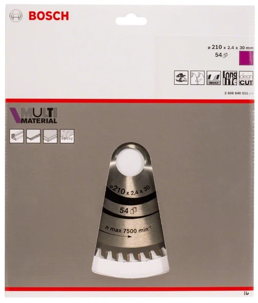 BOSCH MultiMaterial 210x30x2,8 mm 54 Diş Elmas Daire Testere (2608640511) - 4