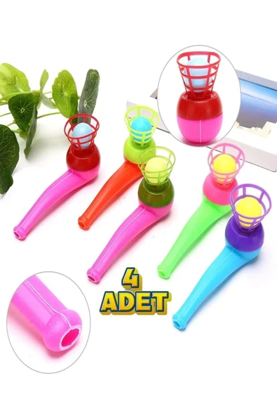 4'lü Set Oyuncak Saksafon Popit Pipet Top Üfleme Oyunu Eğitici Oyuncak