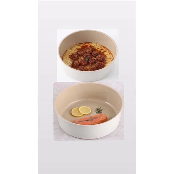 Neoflam Fika Alüminyum Döküm Yuvarlak Yanmaz Yapışmaz 2 li Fırın Tepsisi Kek Ekmek Kabı