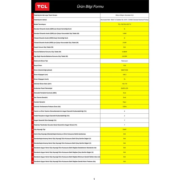 TCL  75C755 75" 190 Ekran Dahili Uydu Alıcılı 4K Ultra HD Smart MiniLED TV - 8
