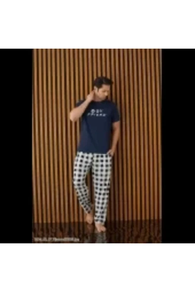 Pijamoni PİJAMONİ SÜPREM KUMAŞ ALTI EKOSELİ KISA KOLLU KADIN PİJAMA TAKIMI -6610-5
