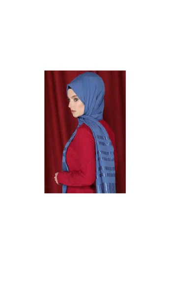 Sinem Armüllü Floş Günlük Şal - Kot Mavi