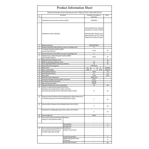 Samsung  65QN700C 65" 165 Ekran Dahili Uydu Alıcılı 8K Ultra HD Smart QLED TV - 6