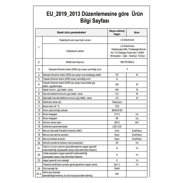 LG  86UT8100 86" 218 Ekran Uydu Alıcılı 4K Ultra HD Smart LED TV - 5