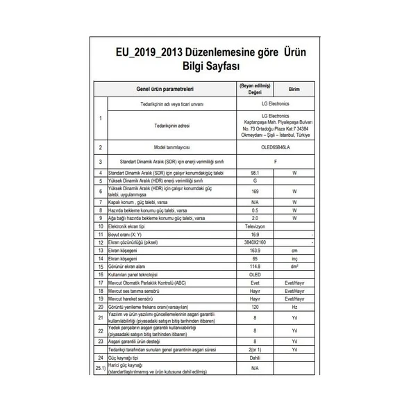 LG OLED65B46LA 65" 165 Ekran Uydu Alıcılı 4K Ultra HD Smart LED TV - 7