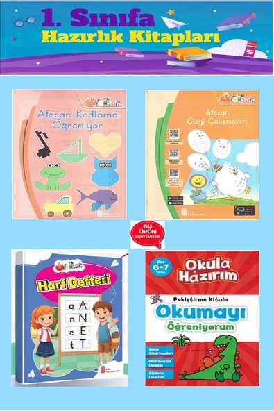 1.Sınıfa Hazırlık Seti (Kodlama Öğreniyor+Çizgi Çalışmaları+Harf Defteri+Okumayı Öğreniyorum)