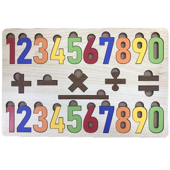 Farbu Oyuncak Renkli Sayılar İşlemler 27 Pcs Eğitici Ahşap Puzzle FBP12
