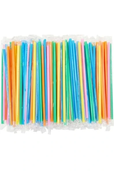 Jelatin Sargılı Renkli Pipet Körüklü Pipet 100 Lü