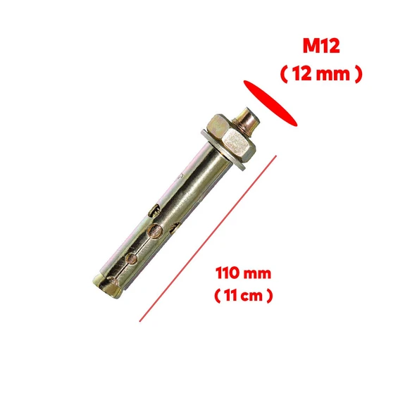 Saplamalı Gömlek Çelik Dübel M12x110 mm Raf Montaj Bağlantı Zemin Monte Tavan Beton Asma Aparat - 2