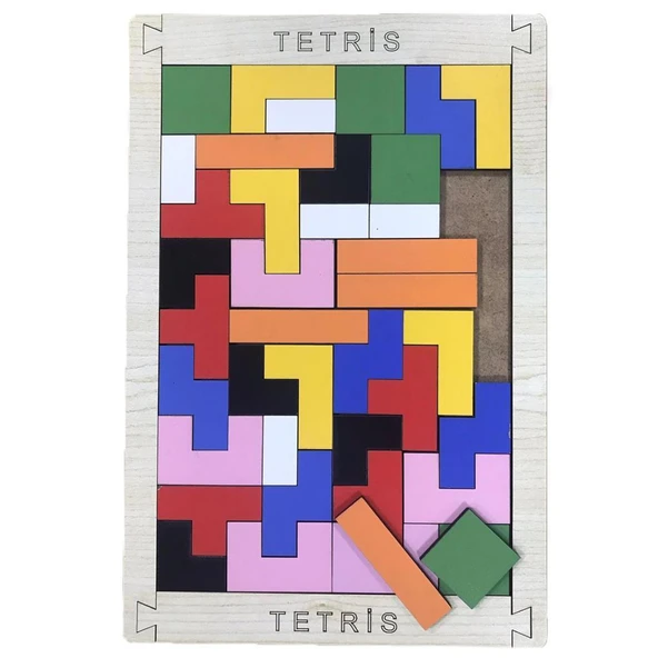 Farbu Oyuncak Renkli Tetris 40 Pcs Eğitici Ahşap Puzzle FBP13 - 2