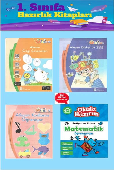 1.Sınıfa Hazırlık Seti (Kodlama Öğreniyor+Çizgi Çalışmaları+Dikkat ve Zeka+Matematik Öğreniyorum) ürün görseli 1