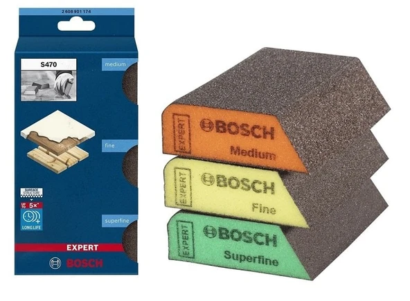 BOSCH S470 Çok Amaçlı Kombi Sünger Zımpara Seti 3 Parça - 6
