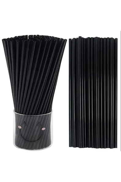KALIN Frozen Pipet Siyah  Pipet 22 Cm 7 mm Düz Pipet 100 lü