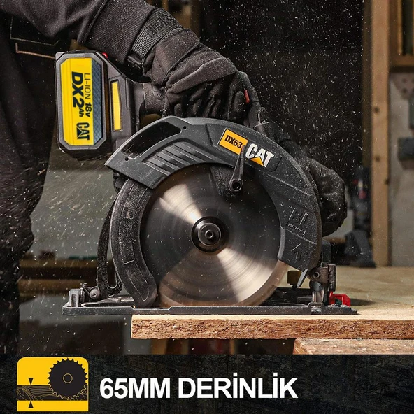 CAT DX53BC 18Volt 2.0Ah Li-ion 185mm Tek Akülü Kömürsüz Profesyonel Daire Testere - 3
