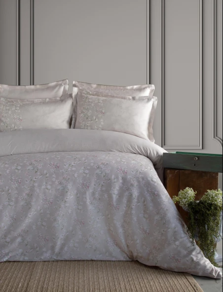 ÇİFT KİŞİLİK ELEGANCE SATEN NEVRESIM TAK.FRANNY BEIGE  - NEVRESIM
