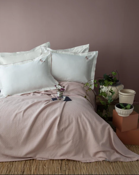 TEK KİŞİLİK PIKE SET PURE BLUSH - NEVRESIMLI PIKE TAKIMI