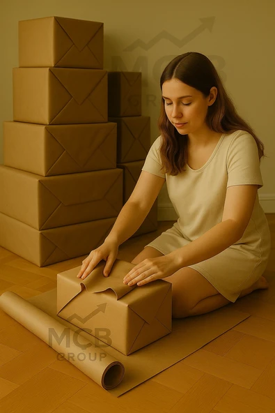 25 Adet Kalın Kraft Kağıt 70x100 Cm Kahverengi Ambalaj Kağıdı Çeyiz Paketleme Koli Kağıdı 90 gr - 5