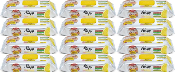 Sleepy Easy Clean Yüzey Temizlik Mutfak Havlusu-Mendili  50 Yaprak Limon Yağlı (12Li Set) 600 Yaprak
