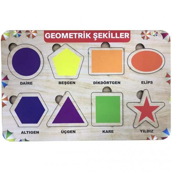 Farbu Oyuncak Geometrik Şekiller 8 Pcs Eğitici Ahşap Puzzle FBP19