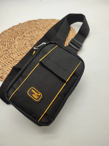 Mini Boy Çırtlı Sarı Çizgili Göğüs Çantası ürün görseli 1