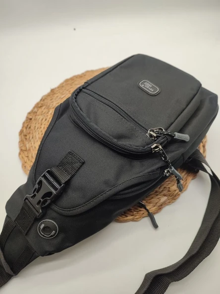 Büyük Boy Kilitli Göğüs Çantası Siyah Renk - 2