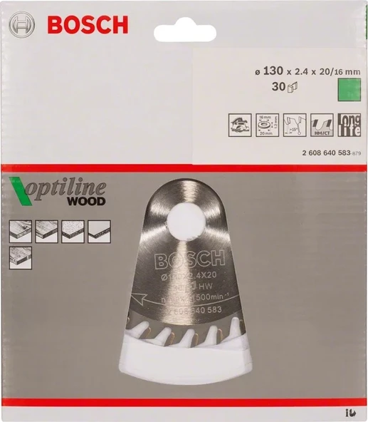 BOSCH Optiline Wood  130x20 mm 30 Diş Ahşap Daire Testere Bıçağı - 2