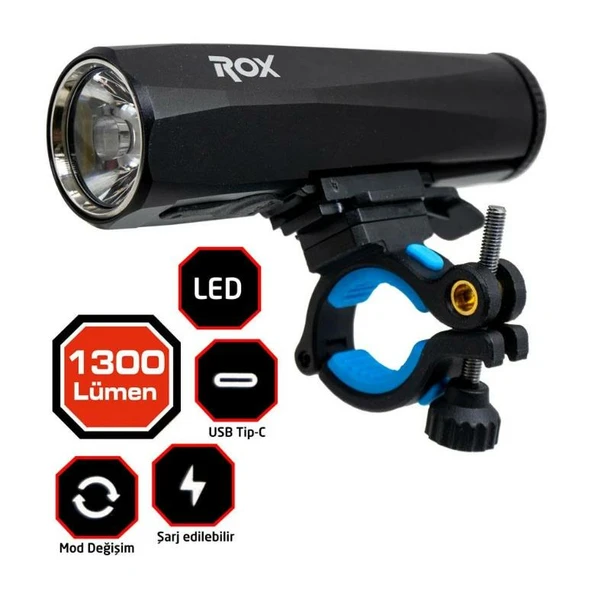Rox Şarjlı Led Bisiklet Feneri 1300 Lümen - 9