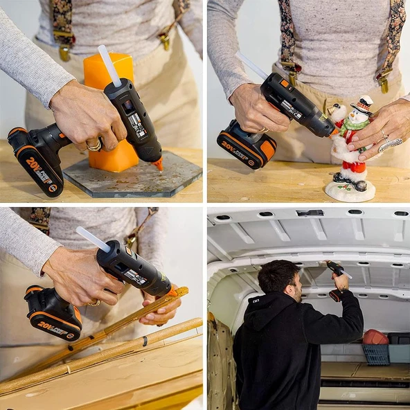 WORX WX045.9 20Volt 11MM Profesyonel Sıcak Mum Silikon Tabancası + 10 Silikon (Akü Dahil Değildir) - 4