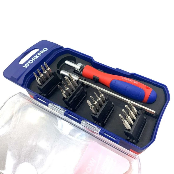 WORKPRO WP200516 18 Parça Profesyonel CR-V Cırcırlı Hassas/Elektronikçi Bits Tornavida Seti ürün görseli